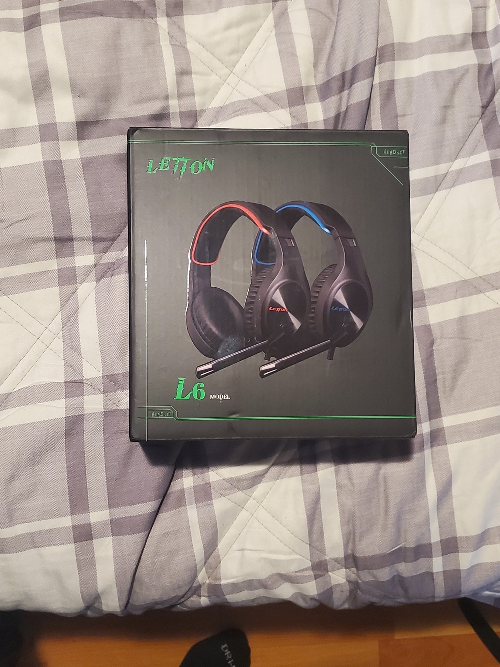 Lefton L6 Black Gaming Headset with Red and Blue Accents